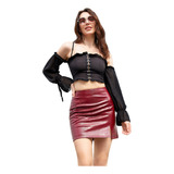 Mini Saia Feminina Couro