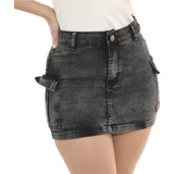 Mini Saia Jeans Cargo