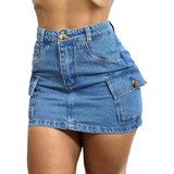 Mini Saia Jeans Cargo