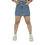 Mini Saia Jeans Cintura Alta Barra Desfiada BR Numérico 36 Regular Regular Jeans 