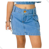 Mini Saia Jeans Menina Infantil Criança Princesa