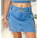Mini Saia Jeans Menina Infantil Criança Princesa