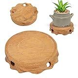Mini Suporte De Exibição De Banco De Madeira Suporte De Planta De Banco De Madeira Redondo Vaso De Planta De Jardim De Grãos De Madeira Vintage Riser Suporte De Exibição De Flores Yellow