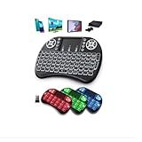 Mini Teclado Bluetooth Sem Fio Wireless Touch Pad Led Iluminado Rgb Pc Notebook Smart E Aparelhos Tv Box -preto-