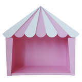 Mini Tenda Circo Rosa Bebê Branco Festa Decoração Mdf