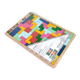 Mini Tetris Brinquedo Educativo Madeira Jogo Raciocínio