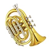 Mini Trompete De Bolso Laca Dourada Bb Tone Travel Trumpet Instrumento De Latão Para Iniciantes Portátil Trompete