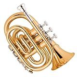 Mini Trompete Laca Dourada De Bb Pocket Trumpet Travel Trumpet Instrumento De Latão Para Iniciantes Mini Trompete