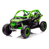 Mini Utv Carro Can Am Maverick Elétrico 24v Infantil Jipe Buggy Led Som Usb Importway Bw238 Controle Cor Verde