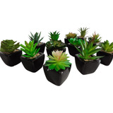 Mini Vasinhos Preto De Suculentas Artificiais Kit C 6