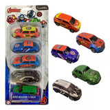 Mini Veiculos Pull Back Com 5 Avengers Com Fricção 7 5cm