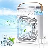 Mini Ventilador Umidificador Portátil 3 Velocidades Umidificação Climatizador Tanque De Água E Gelo 600ml LED 7 Cores Timer Com Desligamento Aut Linha Premium