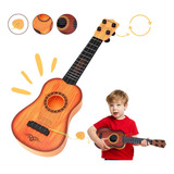 Mini Violão Infantil Brinquedo Ukulele Corda Aço C Palheta Cor Amarelo