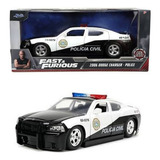 Miniatura 1 24 Velozes E Furiosos 2006 Dodge Charger Polícia Cor Preto Branco