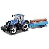 Miniatura 1 32 Trator New Holland T7 315 Com Carreta Bburago