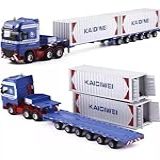 Miniatura 1 50 Carreta De Reboque Transporte Container Metal Die Cast Metal KDW Totalmente Articulado