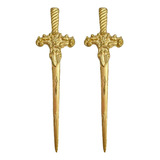 Miniatura 2 Espadas Douradas 14cm Resina Cavaleiro Medieval
