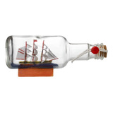Miniatura Barco Decorativo Madeira Dentro Da Garrafa 19cm