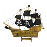 Miniatura Barco Navio Pirata Veleiro Canhão 28 5x7x33cm