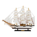 Miniatura Barco Navio Veleiro Madeira Branco