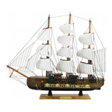 Miniatura Barco Navio Veleiro Madeira Canhões 42 5x9x49cm