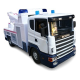 Miniatura Caminhão Scania 124p420 Guincho Polícia Metal 1 43