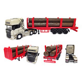 Miniatura Caminhão Scania Carreta Madeireira Tora 1 64