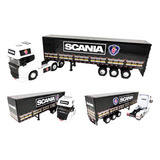 Miniatura Caminhão Scania R730 Carreta Lona Escala 1 64