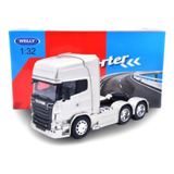 Miniatura Caminhão Scania V8 R730 6x4 1 32 Welly Branco