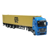 Miniatura Carreta Mercedes Benz Container Escala 1 50 Msc