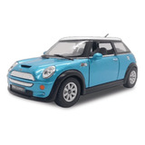 Miniatura Carrinho De Ferro Mini Cooper S Azul 1 28 Coleção