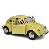 Miniatura Carrinho De Ferro Volkswagen Fusca Clássico Abre As Portas Carro Nacional -Amarelo Claro-