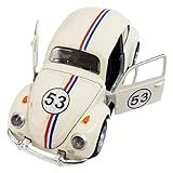 Miniatura Carro Fusca Herbie 53 Carrinho De Ferro Brinquedo Fusquinha- Abre As Portas E Capô- C-Fricção