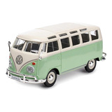 Miniatura Carro Volkswagen Van Samba 1 24 Verde Maisto
