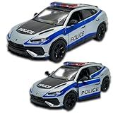 Miniatura De Carro Da Polícia Urus 12 CM 1-40- Carrinho De Ferro- Abertura De Portas- Com Fricção- Carrinhos De Coleção Kinsmart