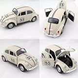 Miniatura De Carro Fusquinha Herbie- 12 CM- Abertura De Portas E Capô- Fricção Nas Rodinhas- Fabricado Em Metal- Plástico E Borracha Nas Rodinhas