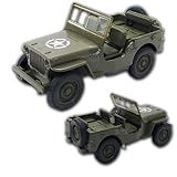 Miniatura De Carro Jeep Willys 1941- Carrinho Militar- Com Fricção- 12 CM- Em Metal- 1-32- Welly