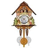 Miniatura De Relógio Cuco Alemão Original- Decoração De Parede- 14 X 26 Cm- Com Pendulo- Em Madeira