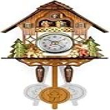 Miniatura De Relógio Cuco Alemão Original- Visor Analógico Decoração De Parede- 14 X 26 Cm- Com Pendulo- Em Madeira Pendulo Movimenta