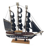 Miniatura Decorativa Navio Em Madeira Maciça 24 Cm