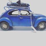 Miniatura Enfeite Metal Fusca Azul Bagageiro Bicicleta