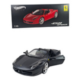 Miniatura Ferrari 458 Spider Preto Fosco Esc 1 18 Hot Wheels