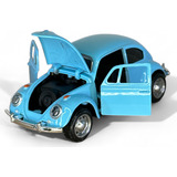 Miniatura Fusca D Ferro Fricção Abre Portas E Capô Azul Bebê