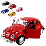 Miniatura Fusca Escala 1-32 Carrinho De Ferro Com Fricção Fusquinha Abre A Porta- Brinquedo Fusca Colorido -Vermelho-