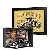 Miniatura Fusca Preto Kit Presente Expositor E Quadro