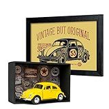 Miniatura Fusca Vintage Kit Presente Expositor E Quadro