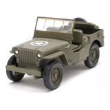 Miniatura Jeep Antigo 1941 Willys Army Militar Metal 1/38