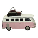 Miniatura Kombi Metal Com Bagageiro Decorativo Vintage Retrô