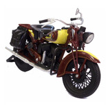 Miniatura Moto Indian Sport Coupe 1934 Amarela marrom 1 12
