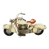 Miniatura Moto Motocicleta Branca Metal 35cm Retrô Vintage